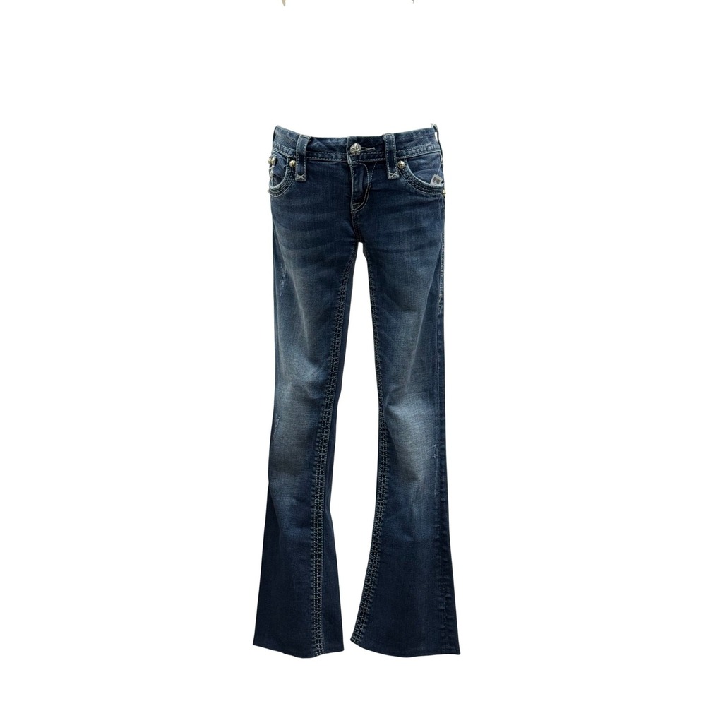 Rock Revival Maggie Bootcut Jeans Womens 27 Blue Embroidered‎ Buckle